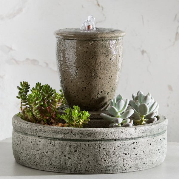 FT-178 Rustic Spa Concrete Fountain with Planter