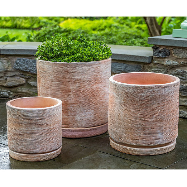 6474-2403 Sgraffito Planter-Terra Cotta-Set of 3