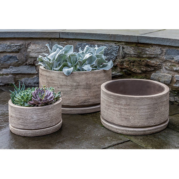 6475-6603 Sgraffito Low Planter-Antico Terra Cotta-Set of 3