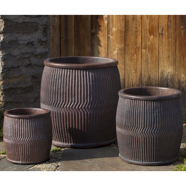 6830-2703 Rain Barrel-Black Clay-Set of 3