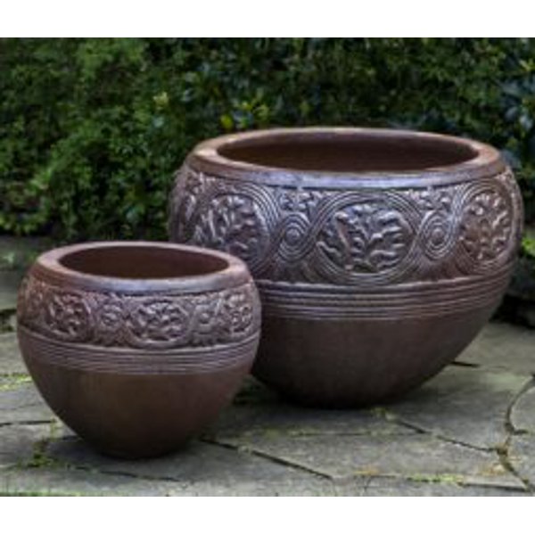 6831-2702 Mandalay Planter-Black Clay-Set of 2