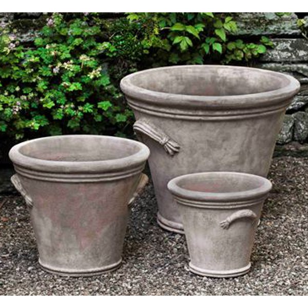 8118-6603 Fluted Handle Planter-Antico Terra Cotta-Set of 3