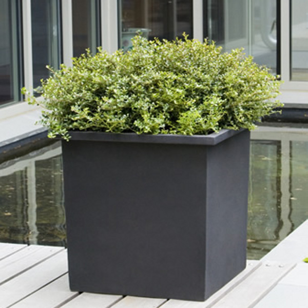 94-650-13903 Bardo Square Planter-Onyx Black Lite-Set of 3